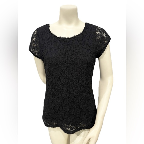 Karl Lagerfeld Tops - Karl Lagerfeld Paris Black Lace Blouse Women’s Large